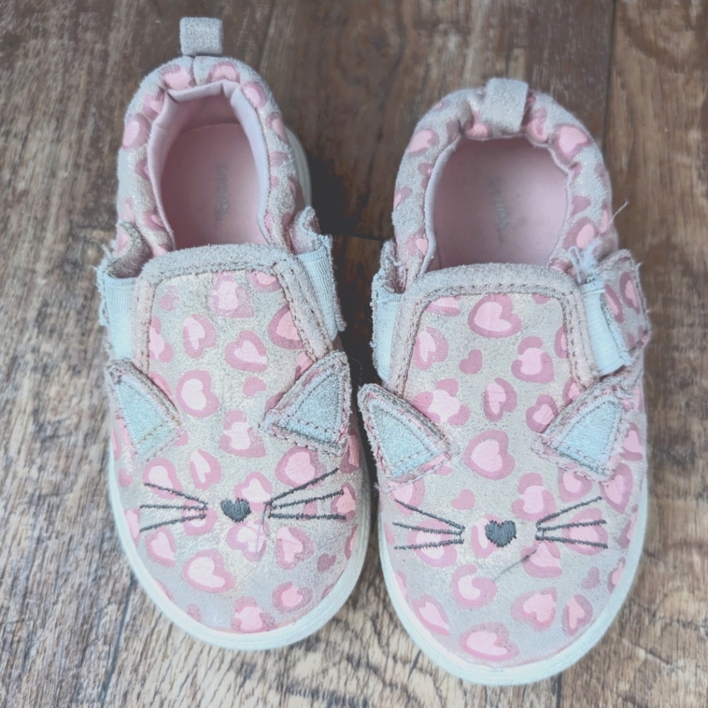 Pink leopard print cat detail shoes size 7